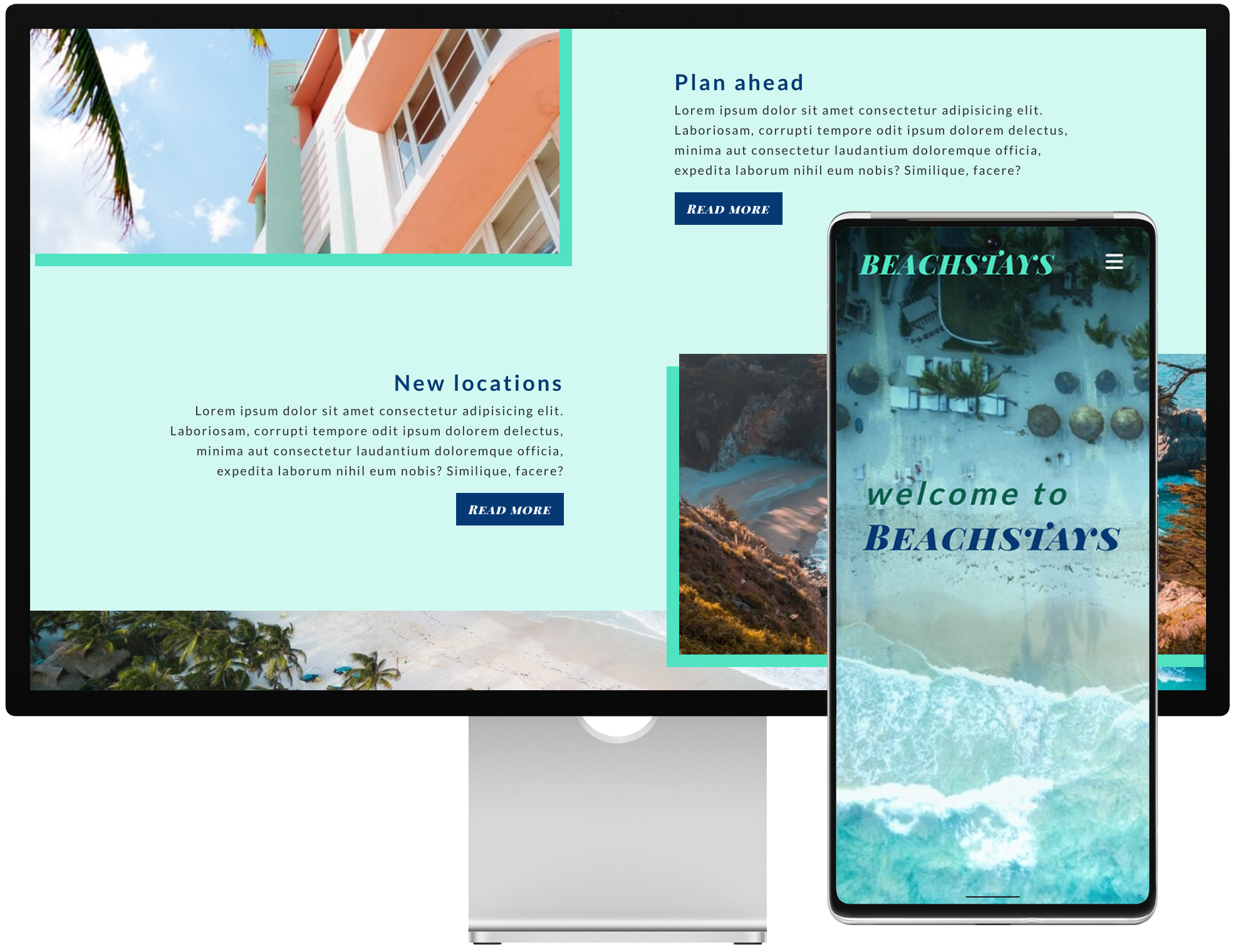 image of desktop and mobile view of beachstays page